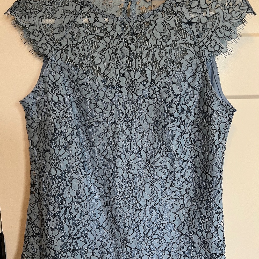 H&M Powder Blue Lace Top, Size Small